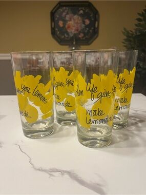 Vintage 1979 Bancroft When Life Gives You Lemons Glasses Set of 4